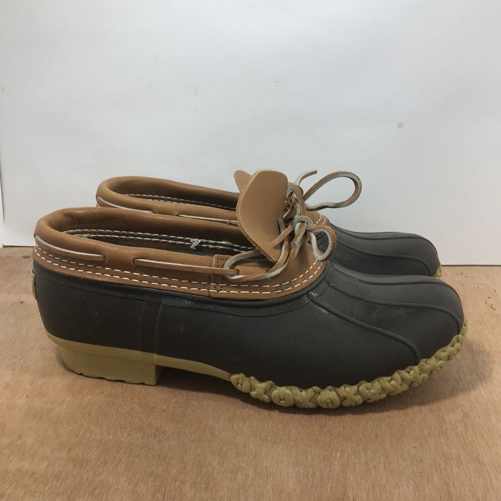LL Bean Women's Brown Leather Unlined Gumshoe Low Ankle Duck Boots Size 10 Wide